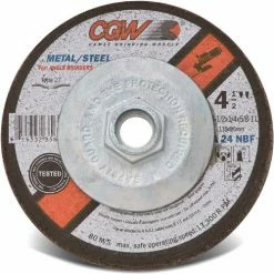 CGW Abrasives Grinding Wheel, 6" Dia. x 1/4" Thick, Aluminum Oxide, Steel, Fast Cut - Pkg Qty 25