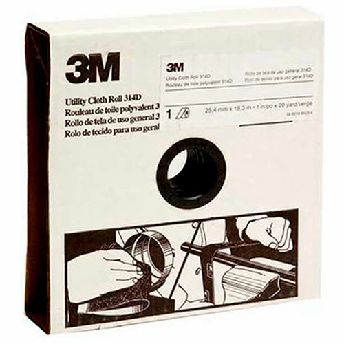 3M Utility Cloth Roll, 1 W x 50 Yd, Aluminum Oxide, P180 Grit - Pkg Qty 5 1 3M Utility Cloth Roll, 1 W x 50 Yd, Aluminum Oxide, P180 Grit - Pkg Qty 5