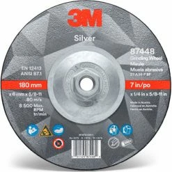 3M™ Silver Depressed Center Grinding Wheel, 7" x 1/4" x 5/8-11" T27, Ceramic Grain, 36 Grit - Pkg Qty 20 -Abrasives Sales Store 87448 front
