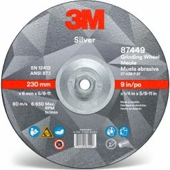 3M™ Silver Depressed Center Grinding Wheel, 9" x 1/4" x 5/8-11" T27, Ceramic Grain, 36 Grit - Pkg Qty 20 -Abrasives Sales Store 87449 front