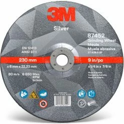 3M™ Silver Depressed Center Grinding Wheel, 9" x 1/4" x 7/8" T27, Ceramic Grain, 36 Grit - Pkg Qty 20
