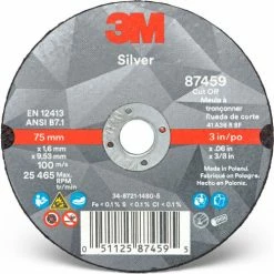 3M™ Silver Cut-off Wheel, 3" x 0.06" x 3/8" T1, Ceramic Grain, 36 Grit - Pkg Qty 50