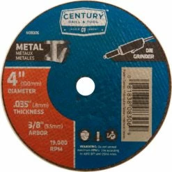 Century Drill & Tool Century Drill 08306 Cutting Wheel 4" x 3/8" Aluminum Oxide