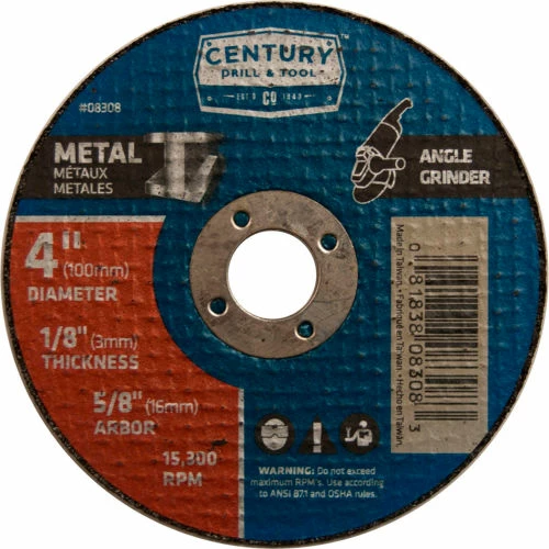 Century Drill & Tool Century Drill 08308 Cutting Wheel 4" x 5/8" Aluminum Oxide 1 Century Drill & Tool Century Drill 08308 Cutting Wheel 4" x 5/8" Aluminum Oxide