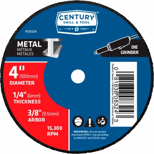 Century Drill & Tool Century Drill 08324 Grinding Wheel Bulk 4" x 3/8" Aluminum Oxide 1 Century Drill & Tool Century Drill 08324 Grinding Wheel Bulk 4" x 3/8" Aluminum Oxide