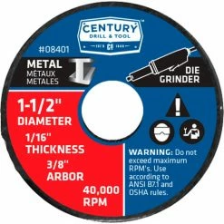 Century Drill & Tool Century Drill 08401 Cutting Wheel 3Pak 1-1/2" x 3/8" Aluminum Oxide