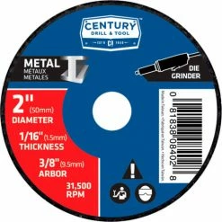 Century Drill & Tool Century Drill 08402 Cutting Wheel 3Pak 2" x 3/8" Aluminum Oxide