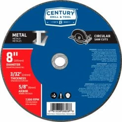 Century Drill & Tool Century Drill 08808 Abrasive Saw Blade 8" x 5/8" Fiberglass