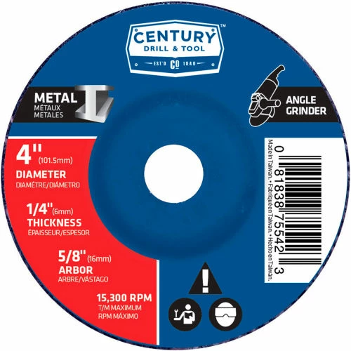 Century Drill & Tool Century Drill 75542 Depressed Center Grinding Wheel 4" x 5/8" Type 27 Aluminum Oxide 1 Century Drill & Tool Century Drill 75542 Depressed Center Grinding Wheel 4" x 5/8" Type 27 Aluminum Oxide