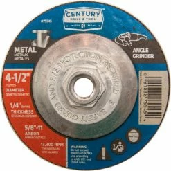 Century Drill & Tool Century Drill 75545 Depressed Center Grinding Wheel 4-1/2" x 5/8-11" Type 27 Aluminum Oxide