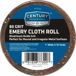 Century Drill & Tool Century Drill 77300 Emery Cloth Shop Roll 10 Yards 1" Wide 80 Grit