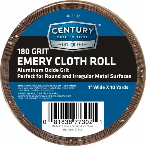 Century Drill & Tool Century Drill 77302 Emery Cloth Shop Roll 10 Yards 1" Wide 180 Grit 1 Century Drill & Tool Century Drill 77302 Emery Cloth Shop Roll 10 Yards 1" Wide 180 Grit