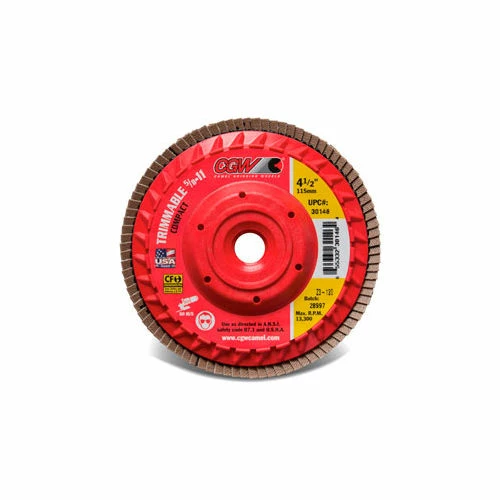 CGW Abrasives 30202 Trimmable Flap Discs with Built in Hub 4-1/2" x 5/8-11" 40 Grit Ceramic - Pkg Qty 10 1 CGW Abrasives 30202 Trimmable Flap Discs with Built in Hub 4-1/2" x 5/8-11" 40 Grit Ceramic - Pkg Qty 10