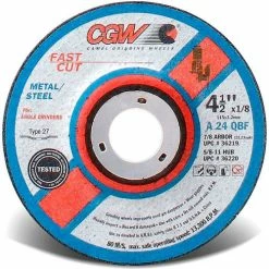 CGW Abrasives 36220 Depressed Center Wheel 4-1/2" x 1/8" x 5/8-11" 24 Grit T27 Aluminium Oxide - Pkg Qty 10
