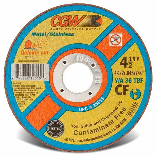 CGW Abrasives 36302 Cut-Off Wheel 6" x 7/8" 36 Grit Type 1 Aluminum Oxide - Pkg Qty 25 1 CGW Abrasives 36302 Cut-Off Wheel 6" x 7/8" 36 Grit Type 1 Aluminum Oxide - Pkg Qty 25