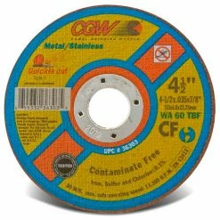 CGW Abrasives 36303 Cut-Off Wheel 4-1/2" x 7/8" 60 Grit Type 1 Aluminum Oxide - Pkg Qty 25