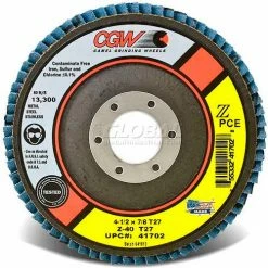 CGW Abrasives 41701 Abrasive Flap Disc 4-1/2" x 7/8" 36 Grit Zirconia - Pkg Qty 10
