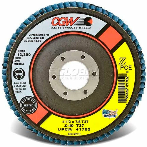 CGW Abrasives 41742 Abrasive Flap Disc 4-1/2" x 7/8" 40 Grit Zirconia - Pkg Qty 10 1 CGW Abrasives 41742 Abrasive Flap Disc 4-1/2" x 7/8" 40 Grit Zirconia - Pkg Qty 10