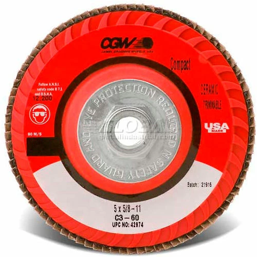 CGW Abrasives 42974 Abrasive Flap Disc 5" x 5/8 - 11" 60 Grit Ceramic - Pkg Qty 10 1 CGW Abrasives 42974 Abrasive Flap Disc 5" x 5/8 - 11" 60 Grit Ceramic - Pkg Qty 10