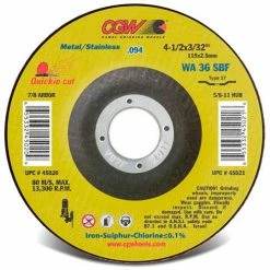 CGW Abrasives 45113 Cut-Off Wheel 9" x 7/8" 36 Grit Type 27 Aluminum Oxide - Pkg Qty 25