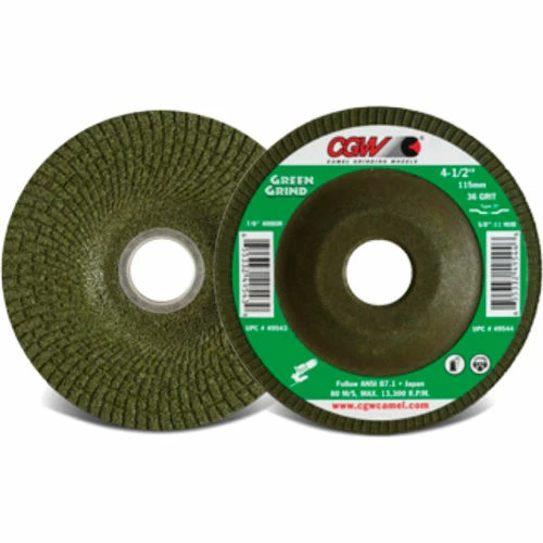 CGW Abrasives 49755 Green Grinding Wheel 5" x 1/4" x 5/8-11" T27 36 Grit Zirconia - Pkg Qty 10 1 CGW Abrasives 49755 Green Grinding Wheel 5" x 1/4" x 5/8-11" T27 36 Grit Zirconia - Pkg Qty 10