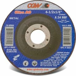 CGW Abrasives 35621 Depressed Center Wheel 4-1/2" x 1/4" x 5/8- 11 INT T27 24 Grit Aluminum Oxide - Pkg Qty 10