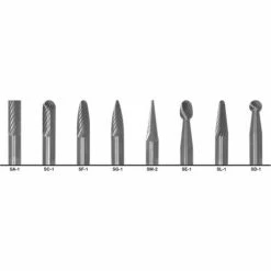 Cle-Line 1855 Double-Cut Bur, 8 Piece Set with 1/4 Shank and 1/4 Set Size