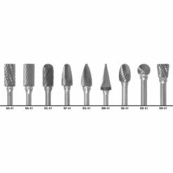 Cle-Line 1855 Right-Hand Spiral Bur, 9 Piece Set with 1/4 Set Size