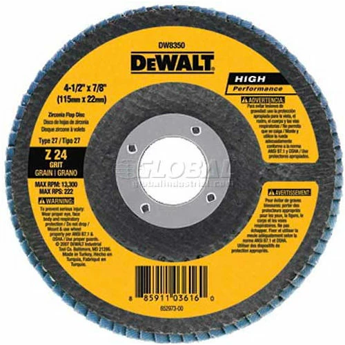 DeWalt DW8353 Flap Disc Type 27 4-1/2" x 7/8" 80 Grit Zirconia - Pkg Qty 10 1 DeWalt DW8353 Flap Disc Type 27 4-1/2" x 7/8" 80 Grit Zirconia - Pkg Qty 10