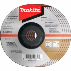 Makita® INOX Grinding Wheel, 36 Grit, Type 27, 6" Dia x 1/4"T x 7/8" Cntr Hole Dia, 25/Pk