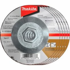 Makita® INOX Grinding Wheel, 36 Grit, Type 27, 4-1/2" Dia x 1/4"T x 5/8-11" Cntr Hole Dia-25/Pk