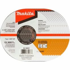 Makita® INOX Thin Cut-Off Wheel, 60 Grit, Type 1, 4-1/2"Dia x 1/25"T x 7/8"Cntr Hole Dia, 10/Pk