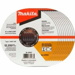 Makita® INOX Thin Cut-Off Wheel, 60 Grit, Type 1, 5" Dia x 1/25"T x 7/8" Cntr Hole Dia, 10/Pk