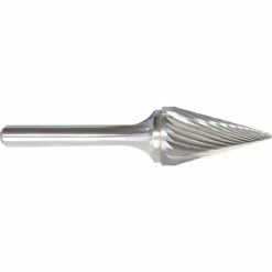 Monster Tool Made in USA SM-3 Carbide Burr, 1/4" Diameter, Single Cut, Pointed Cone, 10° Included Angle