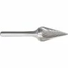 Monster Tool Made in USA SM-1 Carbide Burr, 1/4" Diameter, Double Cut, Pointed Cone, 22° Included Angle