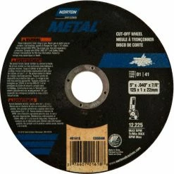 Norton 07660701618 Metal Right Angle Cut-Off Wheel 5" x .040" x 7/8" 60 Grit Aluminum Oxide Type 1 - Pkg Qty 25