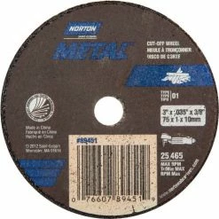 Norton 07660789451 Metal Small Diameter Cut-Off Wheel 3" x .035" x 3/8" 60 Grit Alum. Oxide Type 1 - Pkg Qty 25