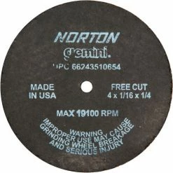 Norton 66243510654 Gemini Small Diameter Cut-Off Wheel 4" x 1/16" x 1/4" 36 Grit Alum. Oxide Type 1 - Pkg Qty 25