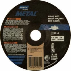 Norton 66252842015 Metal Right Angle Cut-Off Wheel 6" x .040" x 7/8" 60 Grit Aluminum Oxide Type 27 - Pkg Qty 25