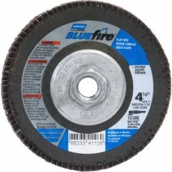 Norton 66254461165 BlueFire Fiberglass Conical Flap Disc T29 4-1/2" x 5/8 - 11" P36 Zirconia Alum. - Pkg Qty 10