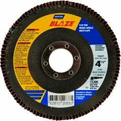 Norton 66261020633 Blaze Fiberglass Flat Flap Disc T27 4-1/2" x 7/8" 60 Grit Seeded Gel Ceramic - Pkg Qty 10