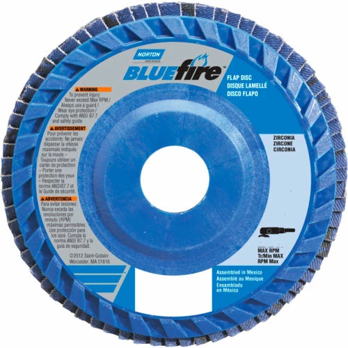 Norton 66623399141 BlueFire Plastic Flat Flap Disc T27 4-1/2" x 7/8" P40 Grit Zirconia Alumina - Pkg Qty 10 1 Norton 66623399141 BlueFire Plastic Flat Flap Disc T27 4-1/2" x 7/8" P40 Grit Zirconia Alumina - Pkg Qty 10