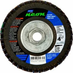 Norton 66623399174 Neon Fiberglass Conical Flap Disc T29 4-1/2" x 5/8 - 11" P120 Grit Zirconia Alum. - Pkg Qty 10