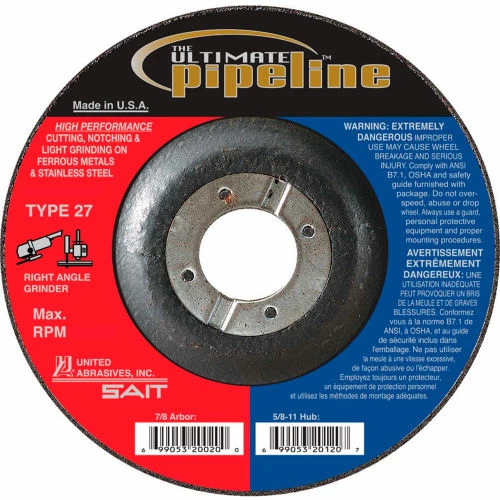 United Abrasives-Sait United Abrasives - Sait 20035 Depressed Center Wheel T27 7-1/2"x 1/8" x 7/8" Proprietary Grain - Pkg Qty 25 1 United Abrasives-Sait United Abrasives - Sait 20035 Depressed Center Wheel T27 7-1/2"x 1/8" x 7/8" Proprietary Grain - Pkg Qty 25
