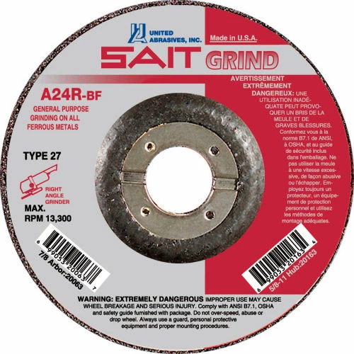 United Abrasives-Sait United Abrasives - Sait 20073 Depressed Center Wheel T27 A24R 5"x 1/4" x 7/8" 24 Grit Aluminum Oxide - Pkg Qty 25 1 United Abrasives-Sait United Abrasives - Sait 20073 Depressed Center Wheel T27 A24R 5"x 1/4" x 7/8" 24 Grit Aluminum Oxide - Pkg Qty 25