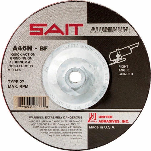 United Abrasives-Sait United Abrasives - Sait 20088 Depressed Center Wheel T27 A46N 7"X 1/4"X 5/8-11" Aluminum Oxide - Pkg Qty 10 1 United Abrasives-Sait United Abrasives - Sait 20088 Depressed Center Wheel T27 A46N 7"X 1/4"X 5/8-11" Aluminum Oxide - Pkg Qty 10
