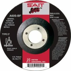 United Abrasives-Sait United Abrasives - Sait 22011 Depressed Center Wheel T27 4"x .045" x 5/8" 60 Grit Alum. Oxide - Pkg Qty 50