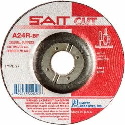 United Abrasives-Sait United Abrasives - Sait 22020 Cut Off Wheel Type 27 A24R 4-1/2" x 7/8" 24 Grit Aluminum Oxide - Pkg Qty 25