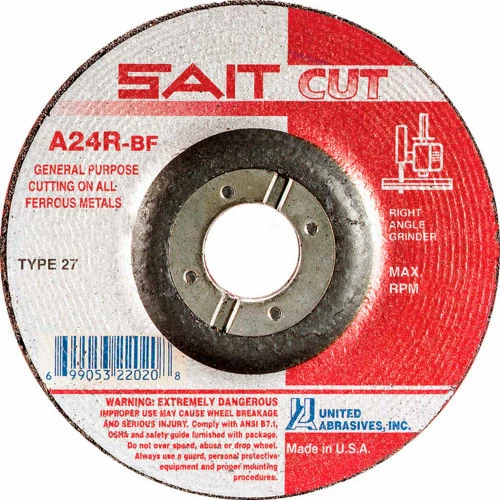 United Abrasives-Sait United Abrasives - Sait 22045 Depressed Center Wheel T27 A24R 6"x 1/8" x 7/8" 24 Grit Aluminum Oxide - Pkg Qty 25 1 United Abrasives-Sait United Abrasives - Sait 22045 Depressed Center Wheel T27 A24R 6"x 1/8" x 7/8" 24 Grit Aluminum Oxide - Pkg Qty 25