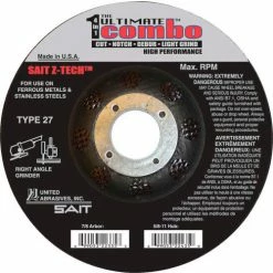 United Abrasives-Sait United Abrasives - Sait 22335 Depressed Center Wheel T27 Z-TECH 5"x .095" x 7/8" Zirconium - Pkg Qty 25